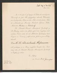 k.k. naturhistorisches Hofmuseum, Intendanzakten 1885-1896 (Hauer), Aktenzahl Z.5/1888, Seite 1